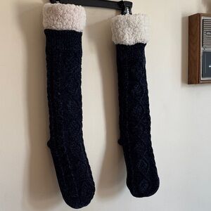 The comfy  Knit Boot Socks faux fur lined with Cream Cuffs
